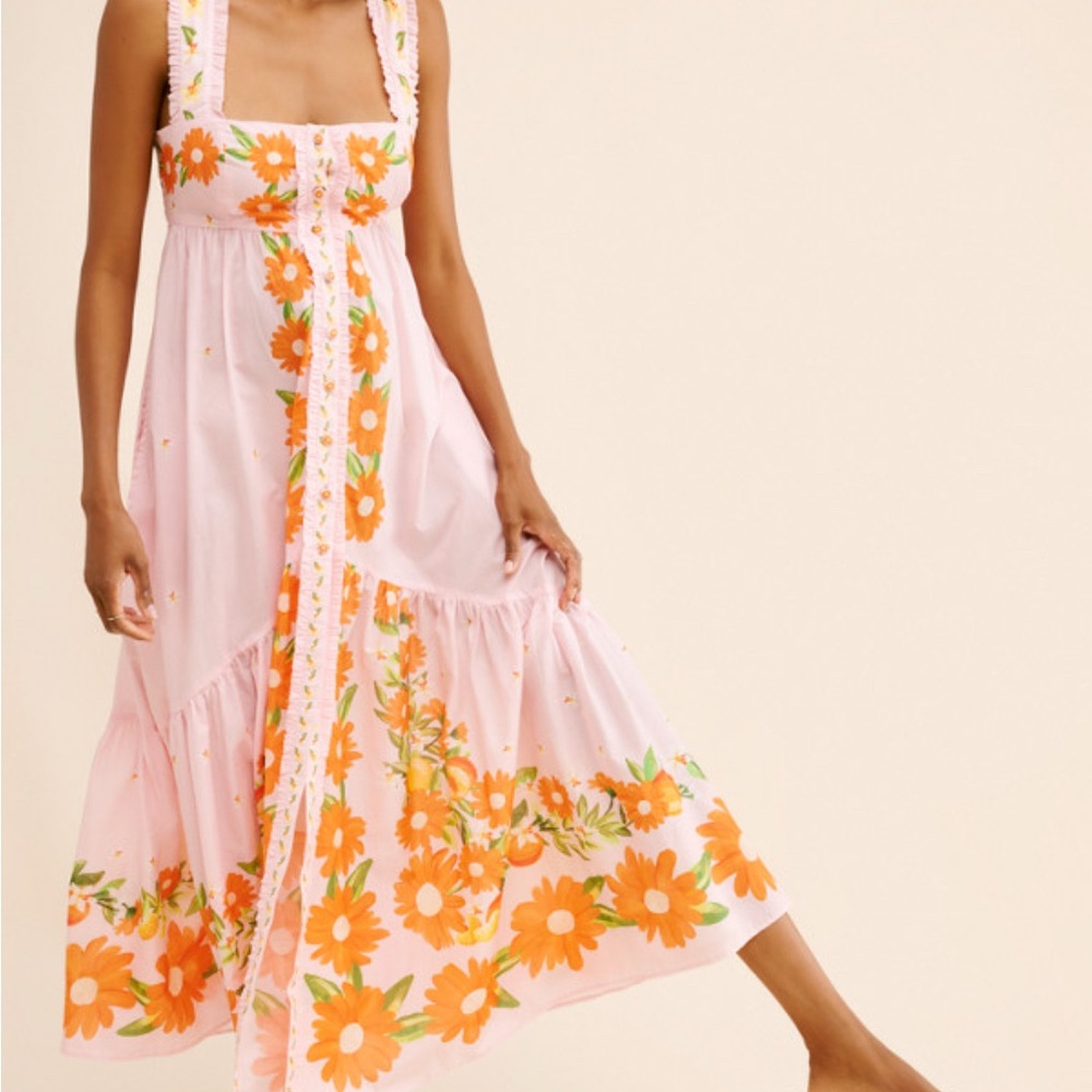 FARM Rio Pink and Orange Floral Maxi Dress - Papaya Salad Maxi Dress